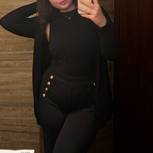 Black business pants with gold buttons